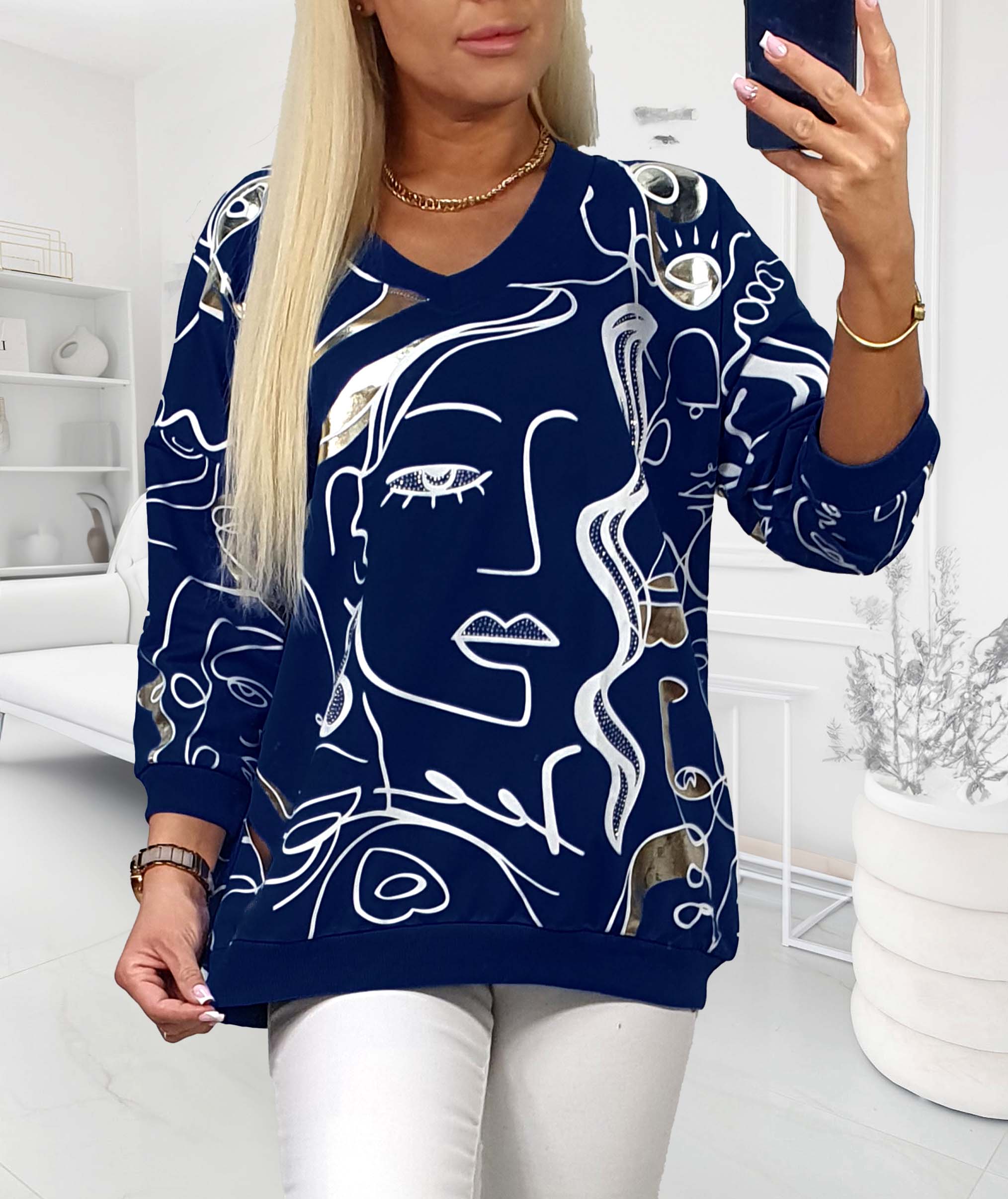 NOVÁ! Mikina MEGI FACE tmavě modrá - XL