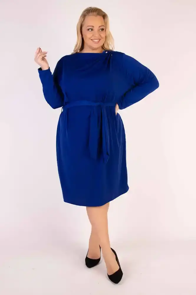 NOVÉ! Modré šaty s broží WOMANARY - Jedna velikost