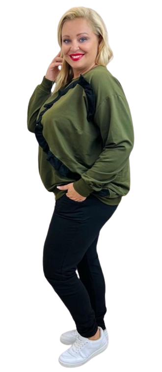 NOVÁ! Mikina Biglove khaki/černá - 50-56