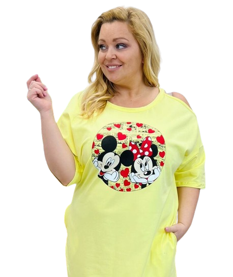 NOVÉ! Bavlněné šaty MICKEY žlutá - 50/52