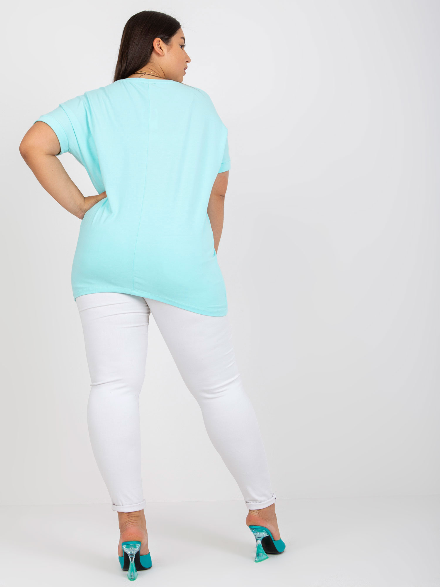 NOVÁ! Bavlněná halenka RELEVANCE / Mátová - Jedna velikost