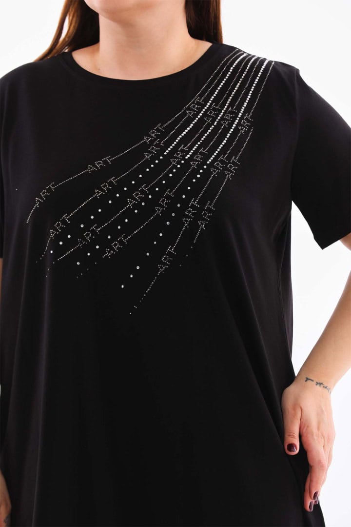 NOVÁ! Zdobená černá tunika - Jedna velikost