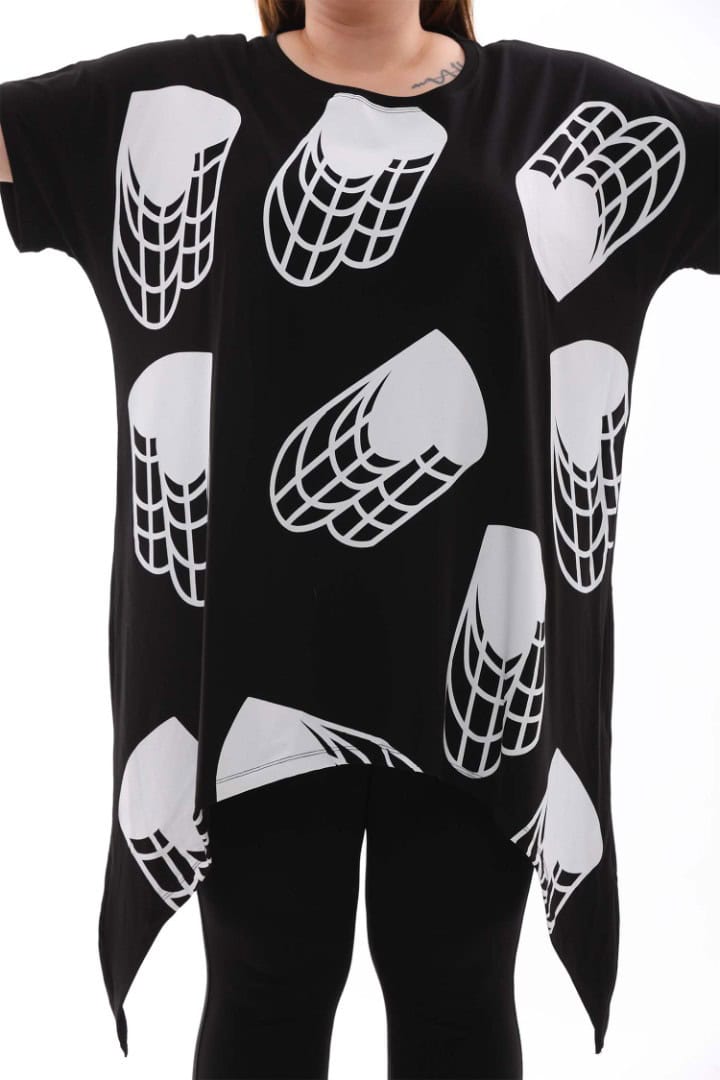 NOVÁ! Vzorovaná tunika černá/bílá - Jedna velikost