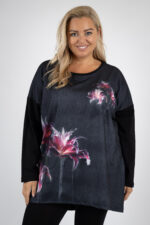 NOVÁ! Halenka květy černá - Jedna velikost