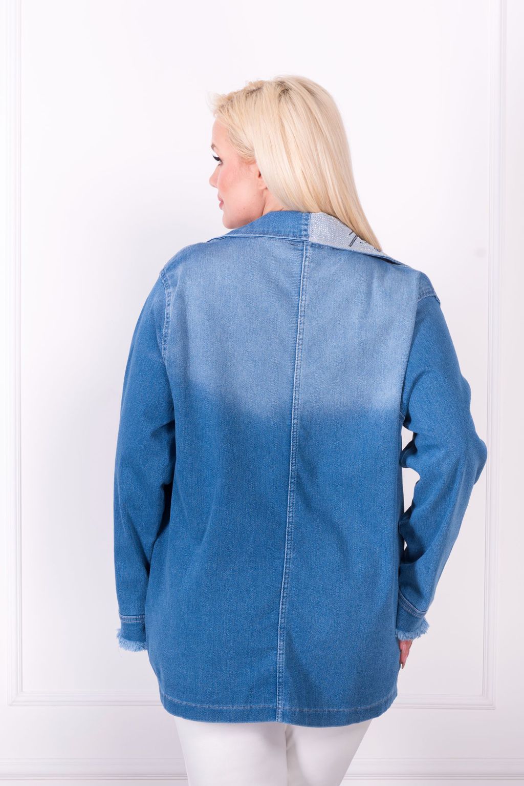 NOVÁ! Džínová elastická bunda / modrá - 3XL