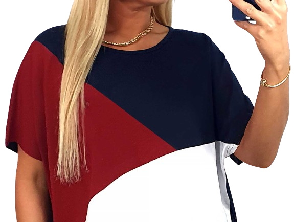 NOVÁ! Bavlněná prodloužená halenka tmavě modrá/vínová/bílá - Jedna velikost