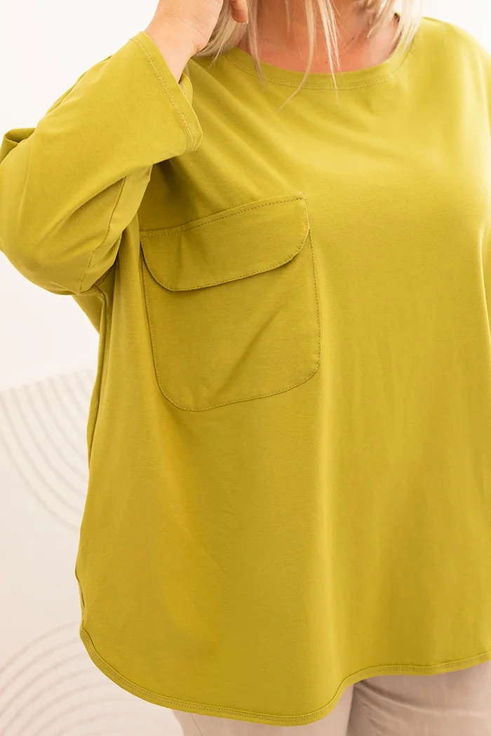 NOVÁ! Halenka Plus Size s kapsou kiwi - Jena Velikost