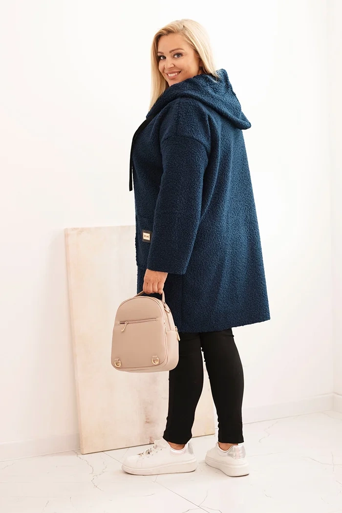 NOVÝ! Kabát s kapucí a kapsami modrý MADE IN ITALY - Jedna Velikost