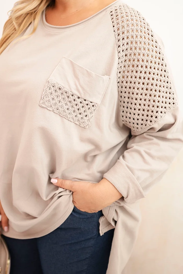 NOVÝ! Halenka s kapsou béžová MADE IN ITALY - Jedna Velikost