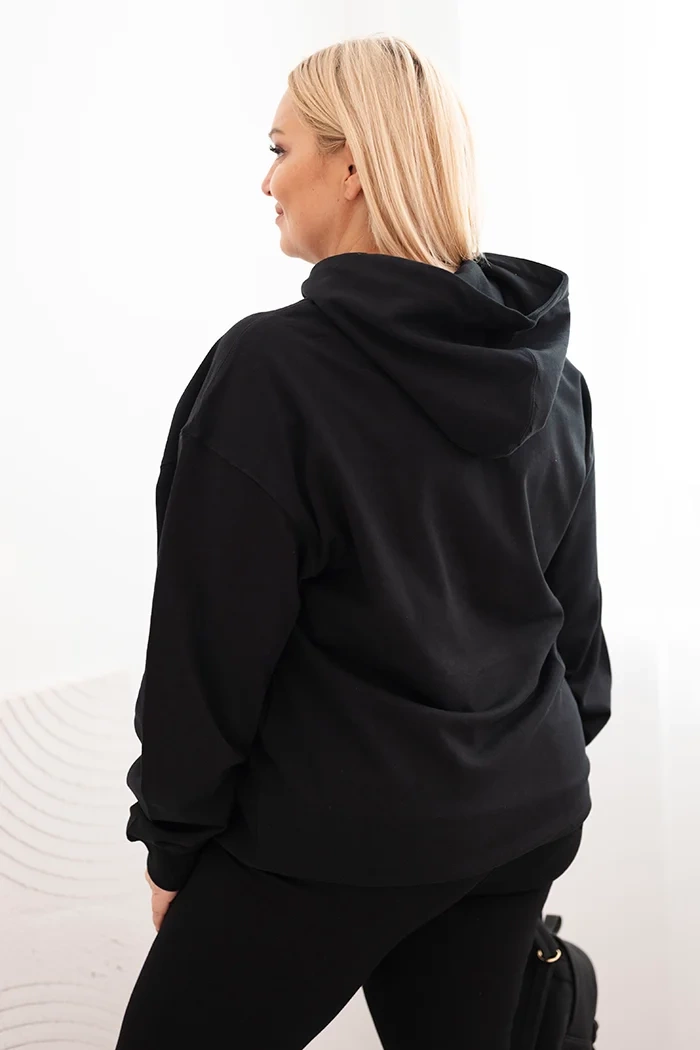 NOVÁ! Mikina s kapucí a klokaní kapsou Plus Size černá - XL