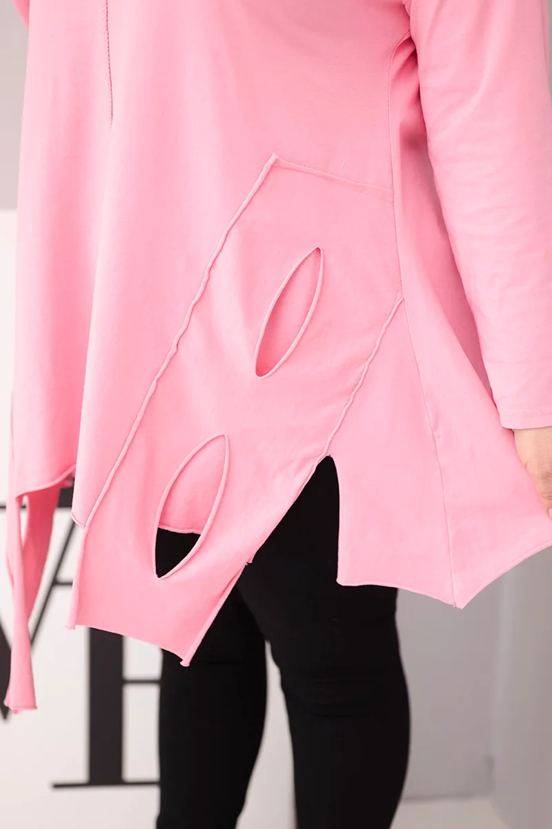 NOVÁ! Tunika s asymetrickým spodním lemem světle růžová - Jedna velikost