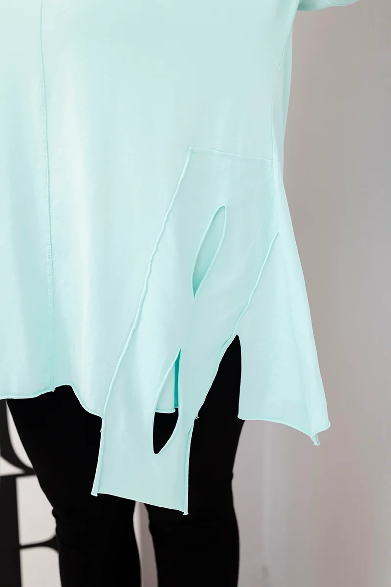 NOVÁ! Tunika s asymetrickým spodním lemem mořská  - Jedna velikost