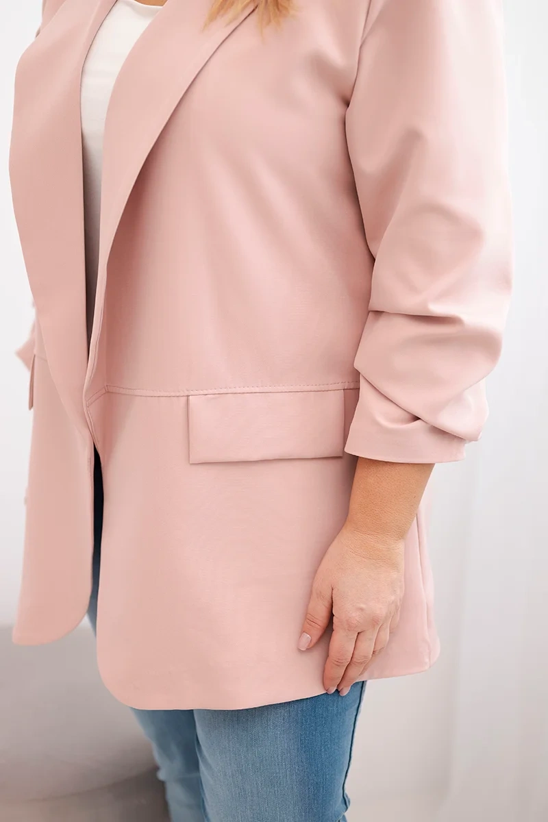 NOVÉ! Elegantní plus size sako  tmavě pudrově růžová - Jedna velikost