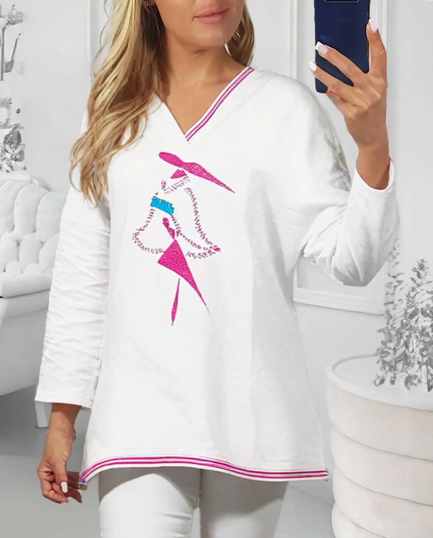 NOVÁ! Mikina MEGI bílá/růžová - Jedna velikost