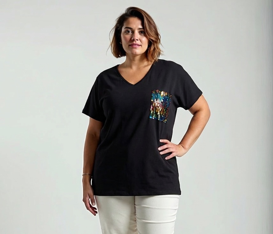 NOVÁ! Bavlněná tunika/triko se zdobením s flitry - Jedna velikost