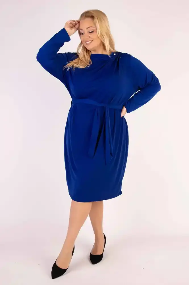 NOVÉ! Modré šaty s broží WOMANARY - Jedna velikost