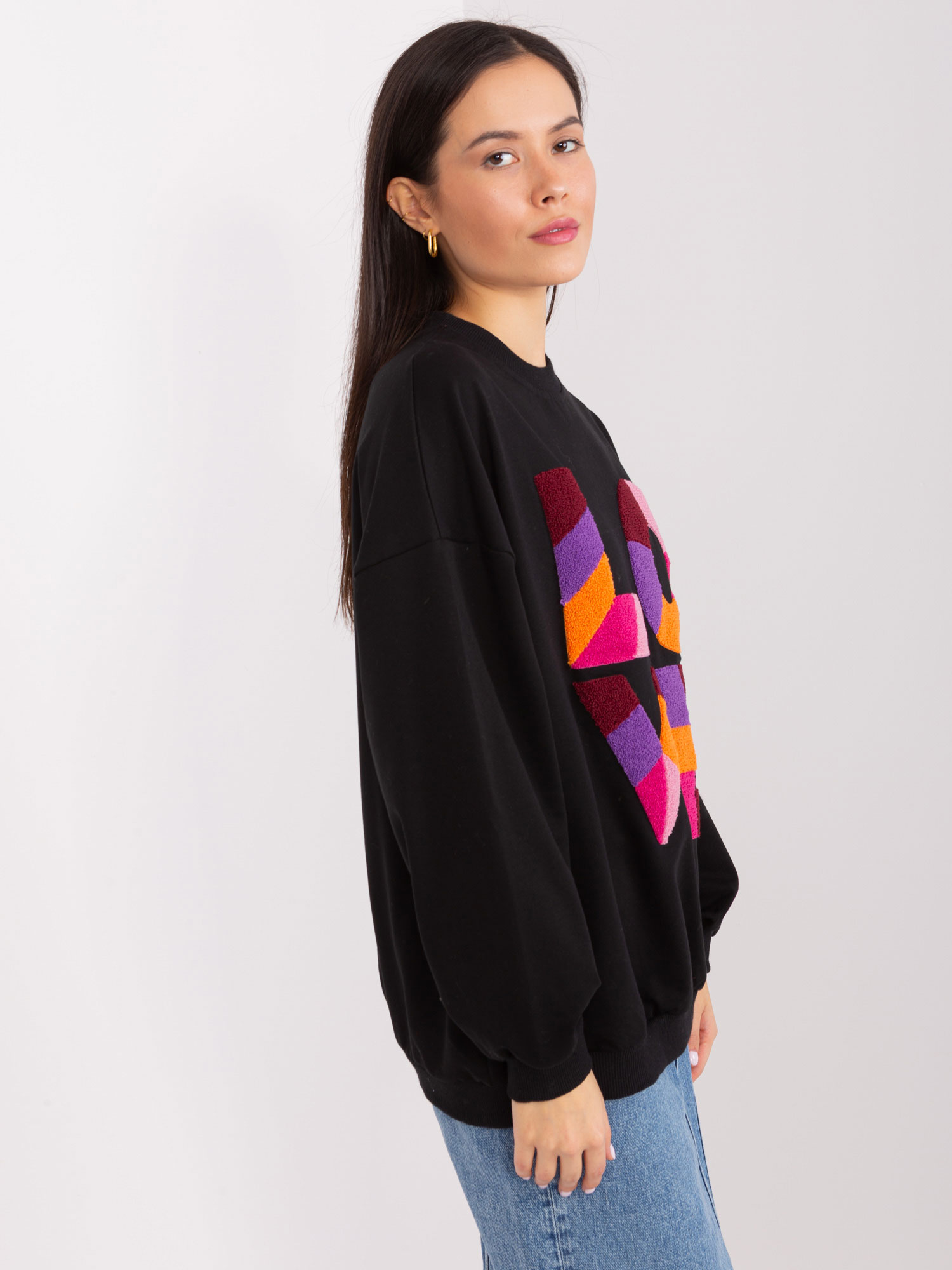 NOVÁ! Mikina černá s nášivkami FANCY - 42-46