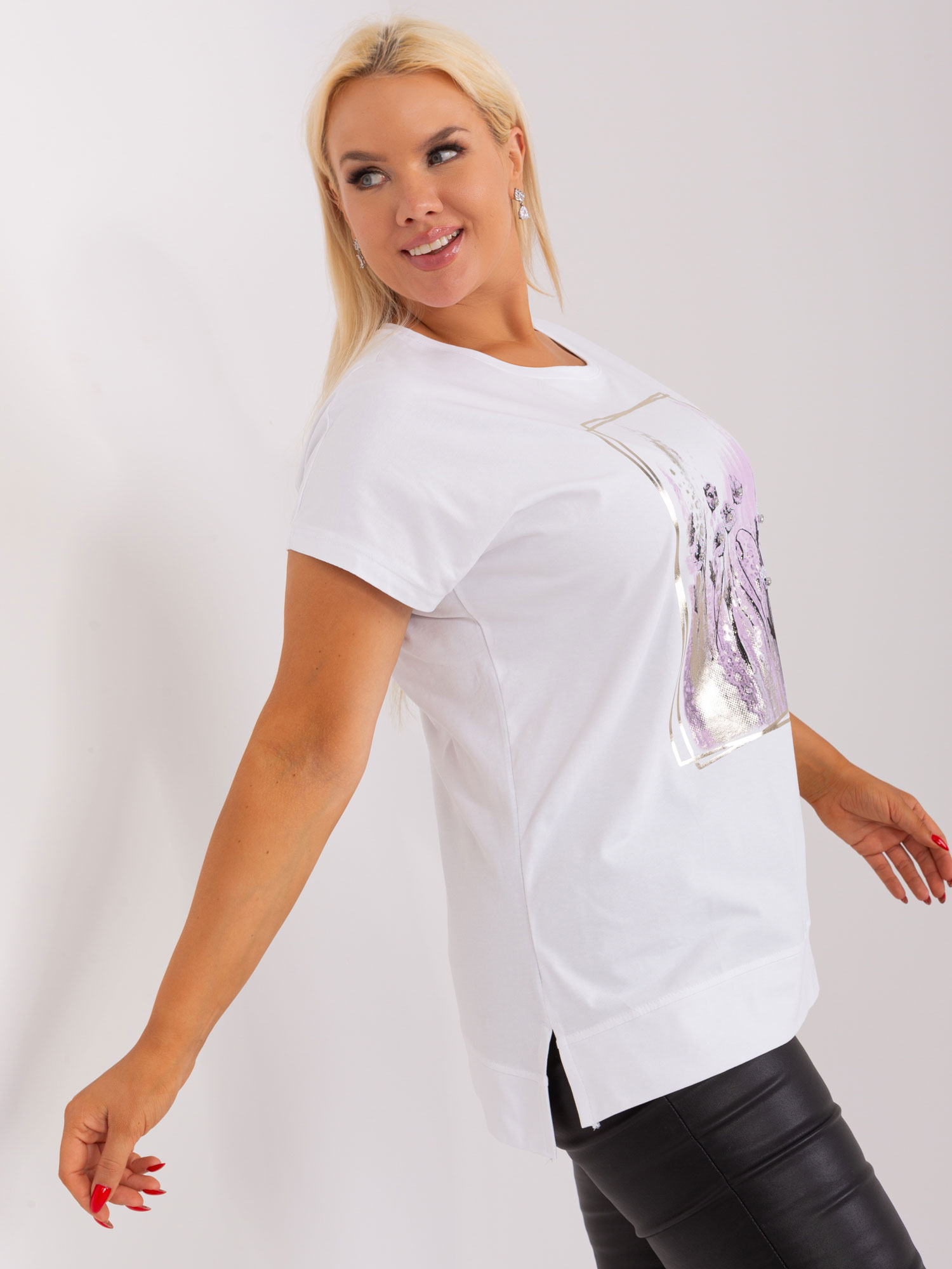 NOVÁ! Bavlněná halenka RELEVANCE / bílá, světle fialová - Jedna velikost