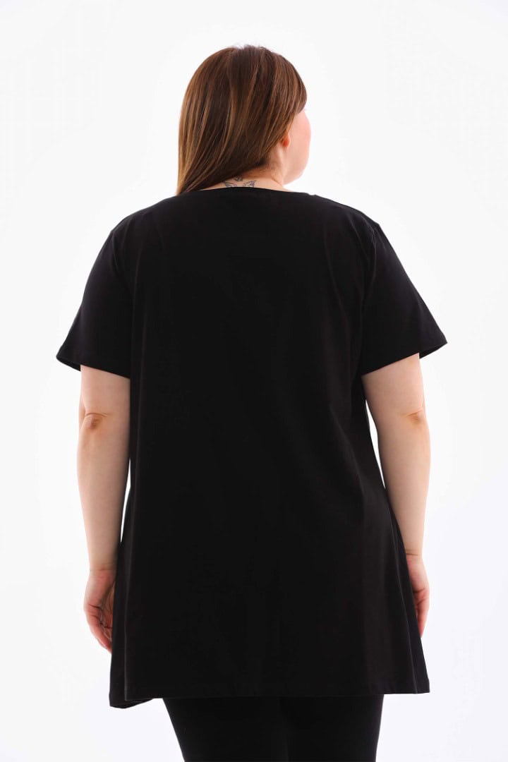 NOVÁ! Zdobená černá tunika - Jedna velikost