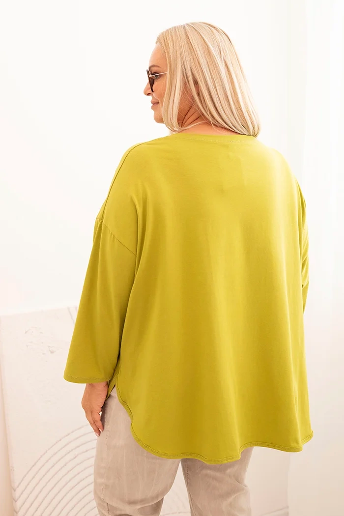 NOVÁ! Halenka Plus Size s kapsou kiwi - Jena Velikost