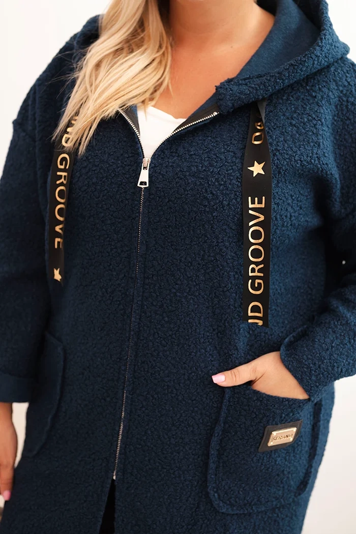 NOVÝ! Kabát s kapucí a kapsami modrý MADE IN ITALY - Jedna Velikost