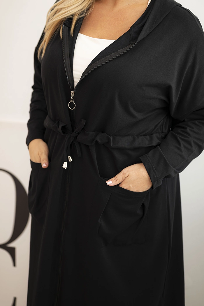 NOVÁ! Bavlněná mikina s kapucí a kapsami černá - 4XL