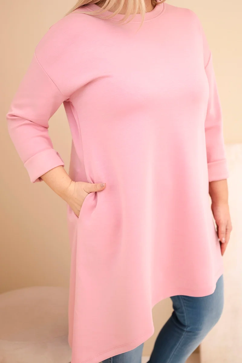 NOVÁ! Tunika/šaty s asymetrickým spodním lemem tmavě růžová - Jedna velikost