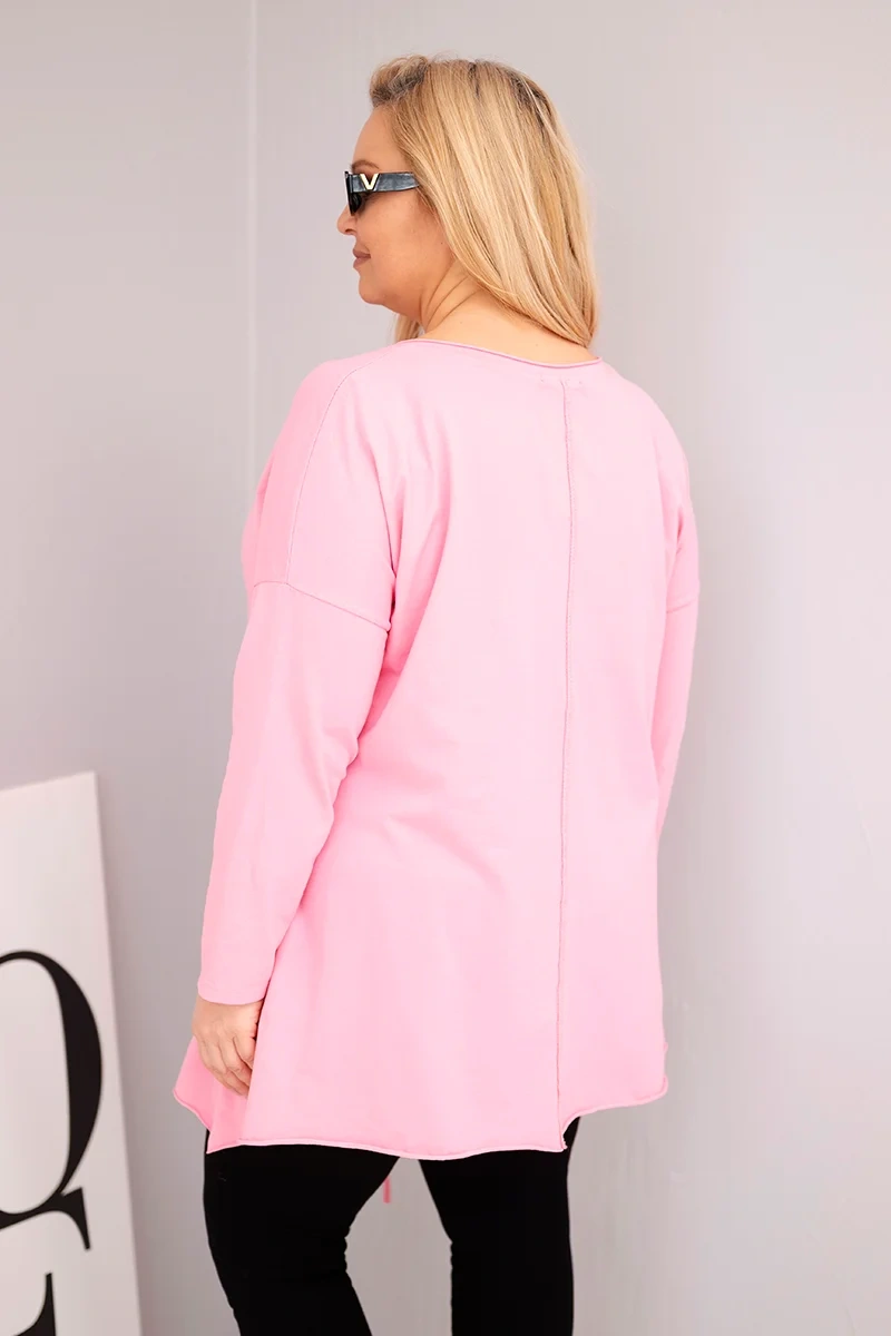 NOVÁ! Tunika s asymetrickým spodním lemem světle růžová - Jedna velikost