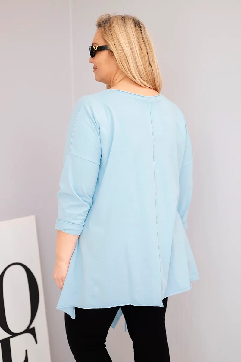 NOVÁ! Tunika s asymetrickým spodním lemem světle modrá - Jedna velikost
