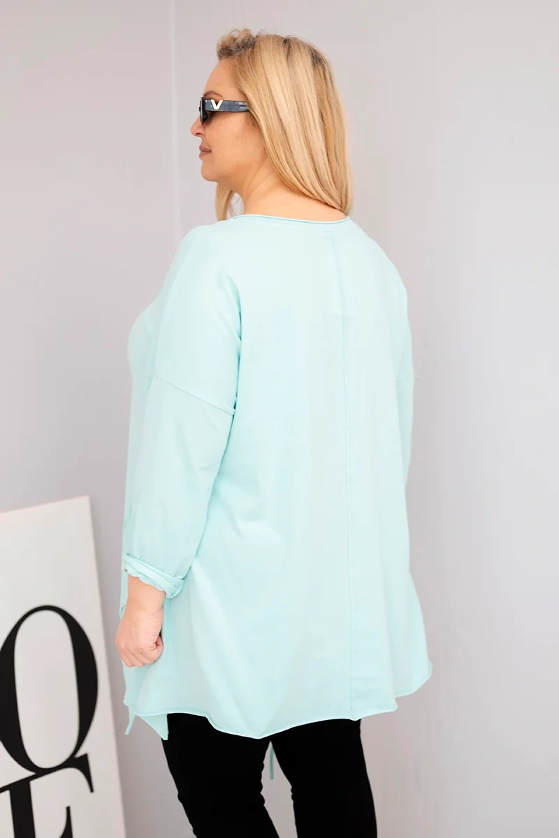 NOVÁ! Tunika s asymetrickým spodním lemem mořská  - Jedna velikost