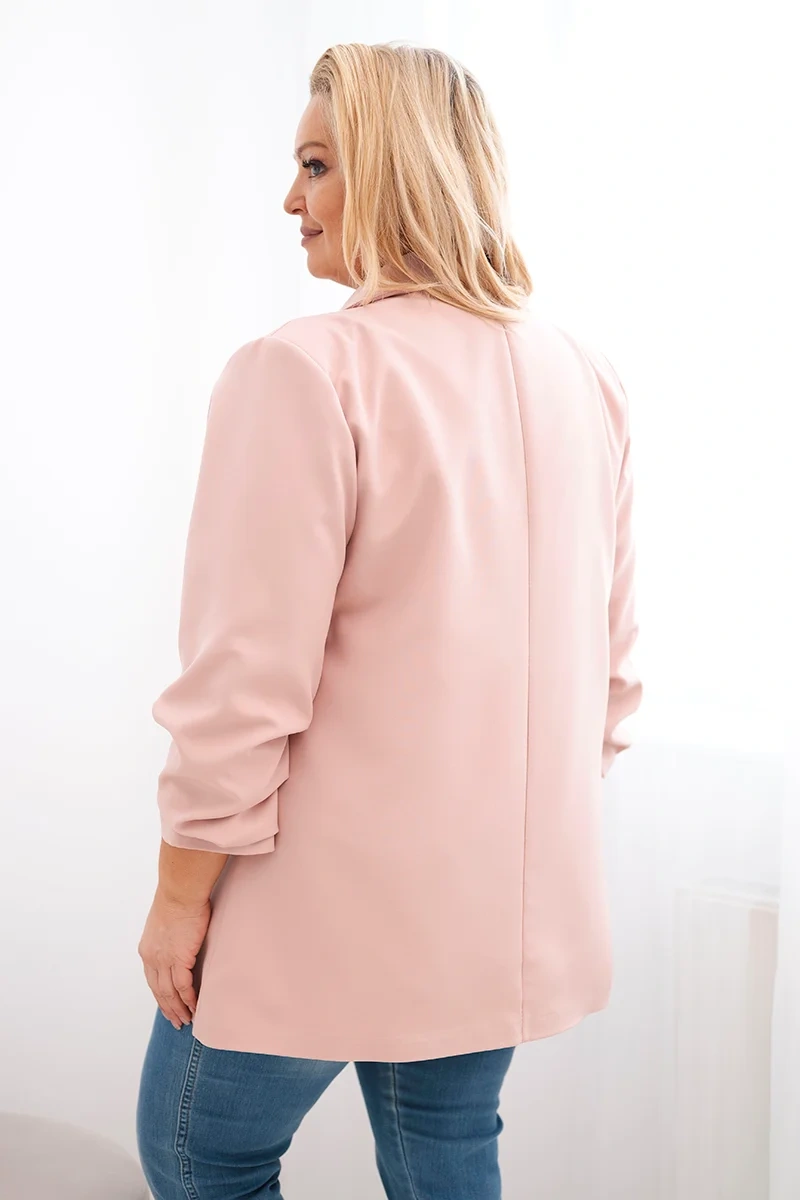 NOVÉ! Elegantní plus size sako  tmavě pudrově růžová - Jedna velikost