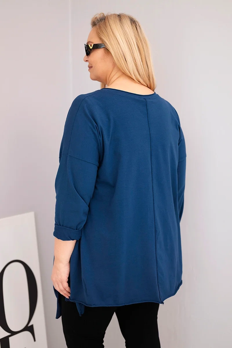NOVÁ! Tunika s asymetrickým spodním lemem Námořnická modř - Jedna velikost