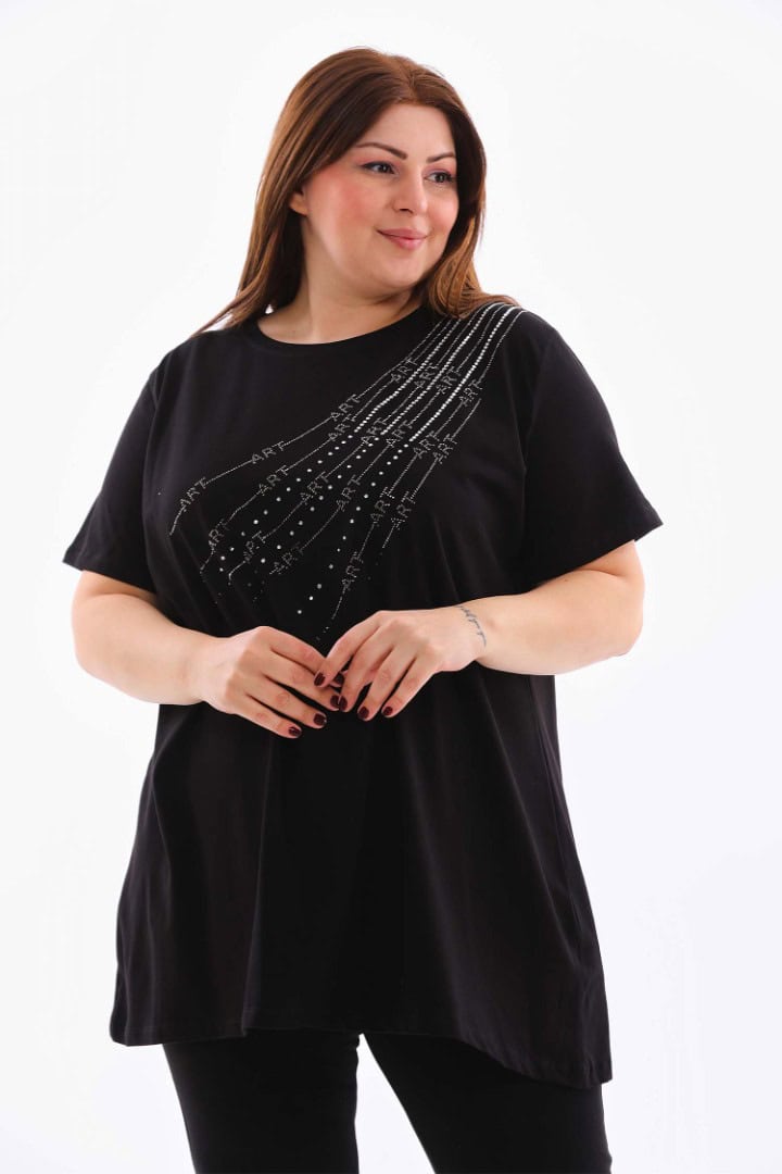 NOVÁ! Zdobená černá tunika - Jedna velikost