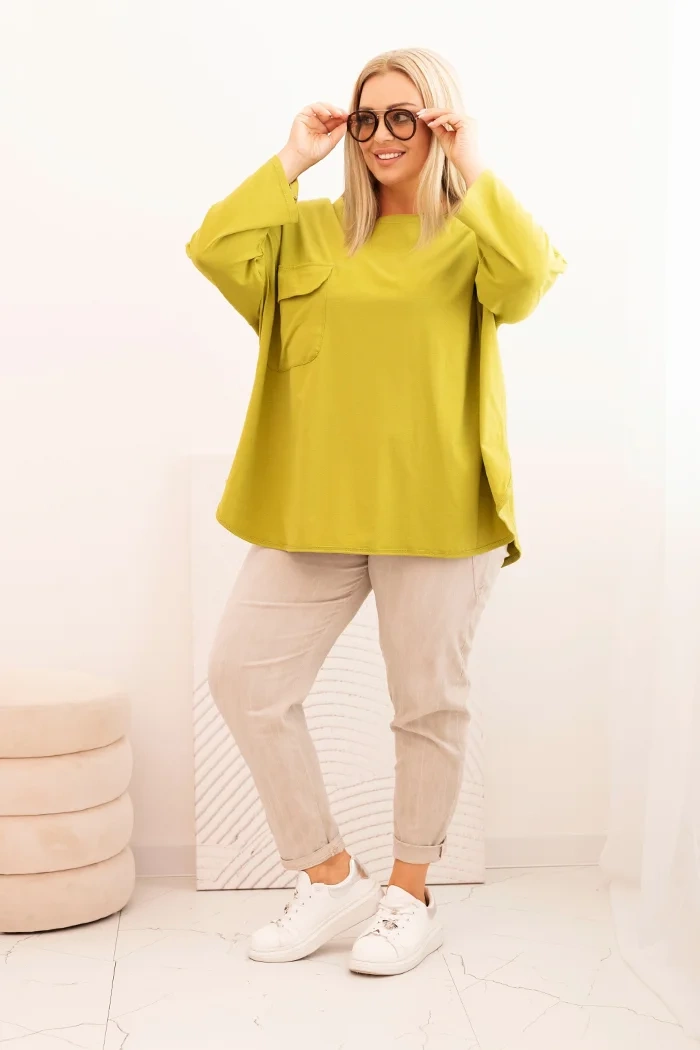 NOVÁ! Halenka Plus Size s kapsou kiwi - Jena Velikost