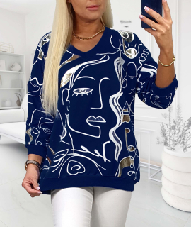 NOVÁ! Mikina MEGI FACE tmavě modrá - XL