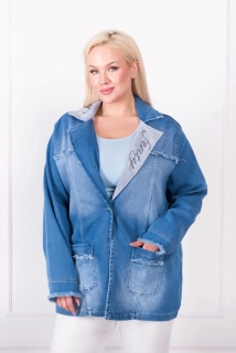 NOVÁ! Džínová elastická bunda / modrá - 3XL