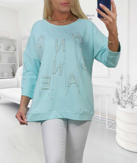 NOVÁ! Mátová mikina s korálky - XL