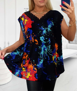 NOVÁ! Tunika rainbow s krajkou v dekoltu - Jedna velikost