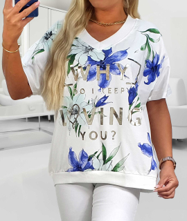 NOVÁ! Halenka/mikina s květinovým potiskem MEGI - XXL