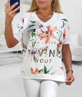 NOVÁ! Halenka/mikina s květinovým potiskem MEGI - XXL