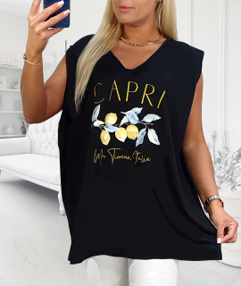 NOVÁ! Bavlněný top Capri černá - Jedna velikost