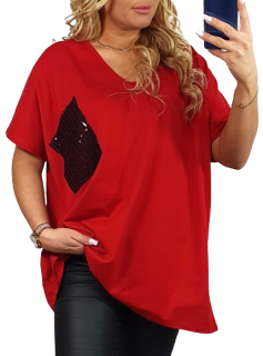 NOVÁ! Bavlněná prodloužená halenka červená - Jedna velikost