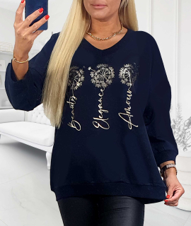 NOVÁ! Tmavě modrá mikina pampeliška MEGI - XL