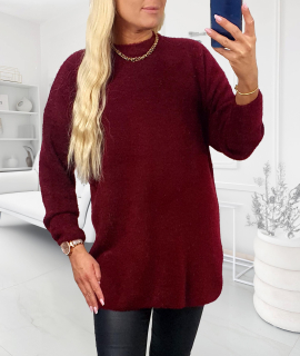 NOVÁ! Svetrová tunika  bordó - Jedna velikost