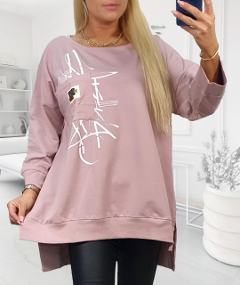 NOVÁ! Mikinová tunika MEGI pudrová - XL