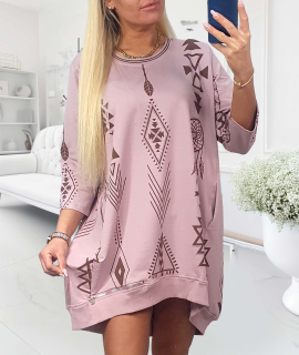 NOVÁ! Mikinová tunika/šaty růžová MEGI - XL