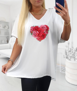 NOVÁ! Bavlněná tunika SRDCE bílá - Jedna velikost