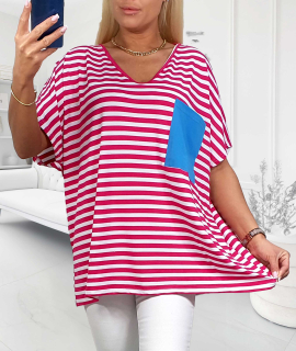 NOVÉ! Pruhované tričko růžová/bílá - Jedna velikost