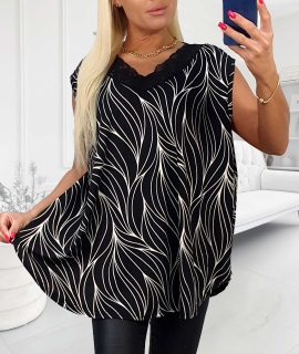 NOVÁ! Vzorovaná halenka s krajkou u krku DIGITAL - Jedna velikost