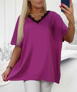 NOVÁ! Bavlněná halenka s krajkou v dekoltu - Jedna velikost